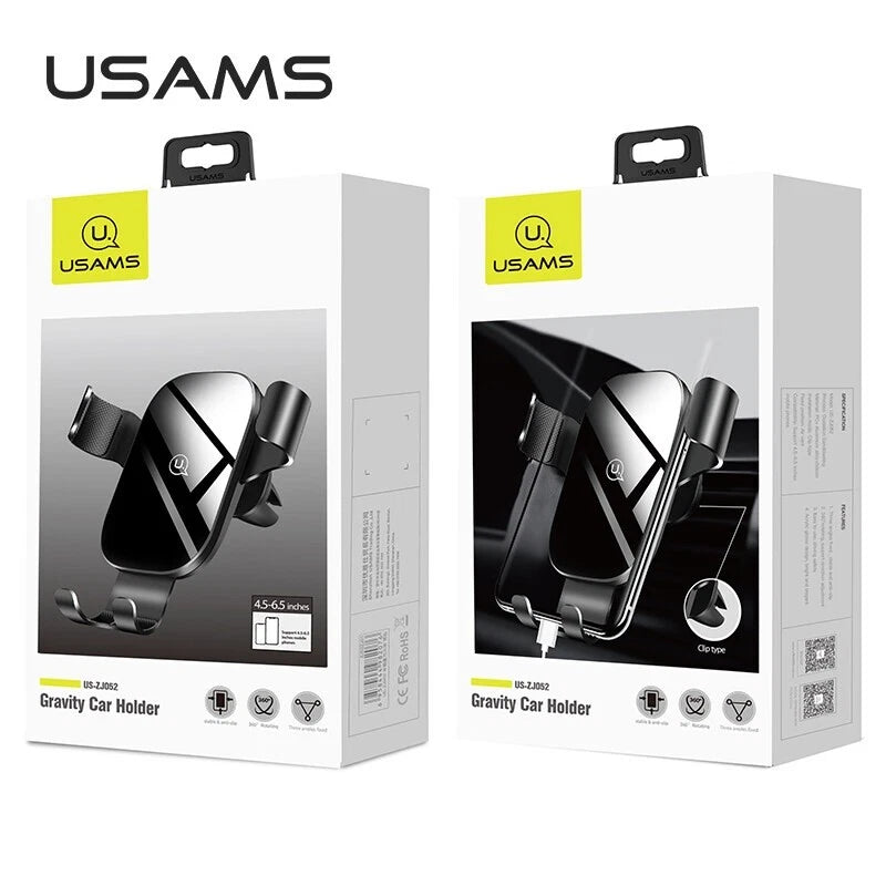 USAMS Gravity Car Phone Holder Air Vent Grip Mount For iPhone 15 14 Samsung