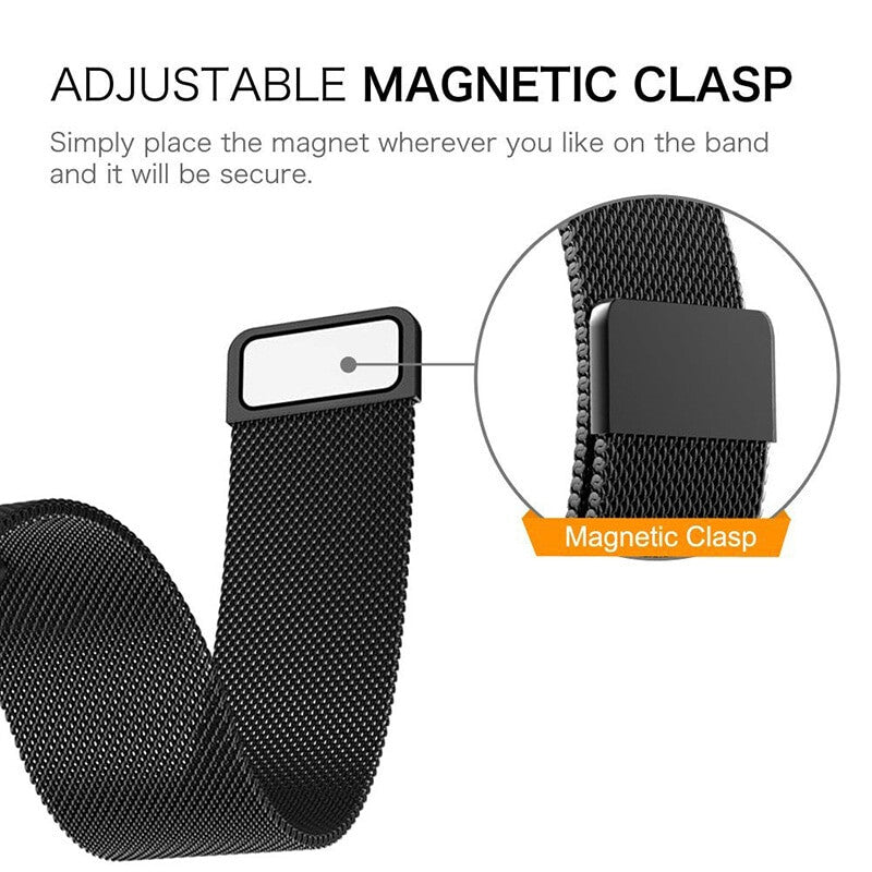 Magnetic Milanese Loop Magnetic Clasp Replacement Strap Metal Quick Release Band For Fitbit Versa 3 (Large, Silver)