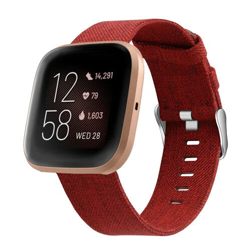 Fabric Replacement Strap Nylon Band For Fitbit Versa 1 (Red)