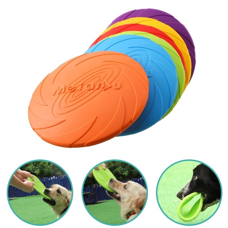 Rubber Pet Dog Frisbee Durable Fetch Toy For Puppy Exercise Outdoor Training(Red)