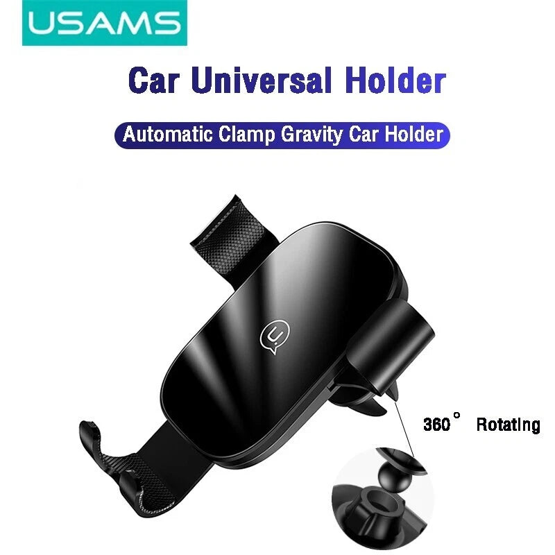 USAMS Gravity Car Phone Holder Air Vent Grip Mount For iPhone 15 14 Samsung