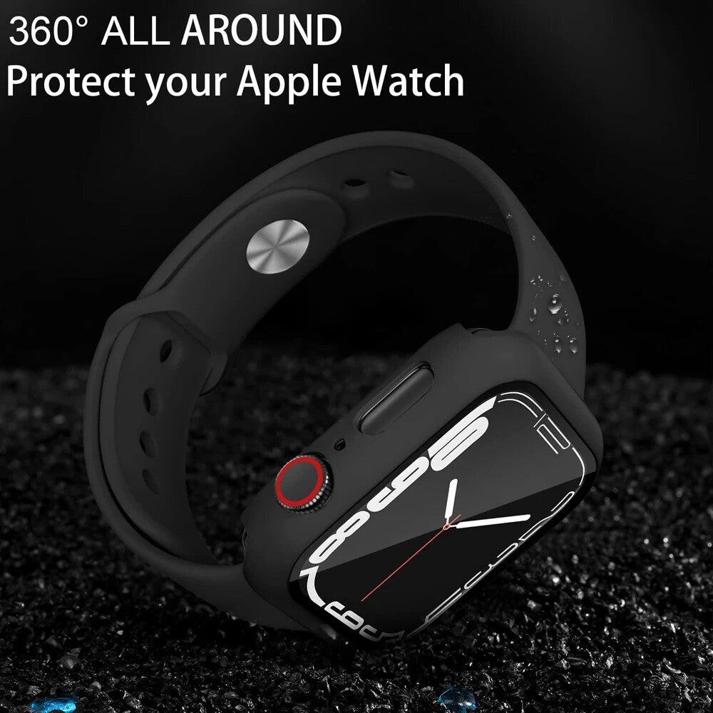 Apple Watch Series 9 8 7 6 5 4 3 Bumper Case Full Coverage Tempered Glass (42mm)