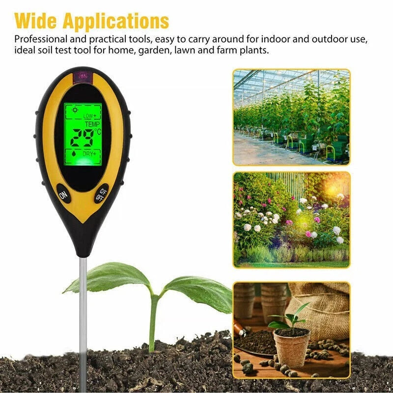 4 in 1 Soil PH Tester Moisture Sunlight Light Test Meter for Garden Plant Lawns