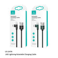 USAMS Rotatable USB To Lightning Cable 1m Black