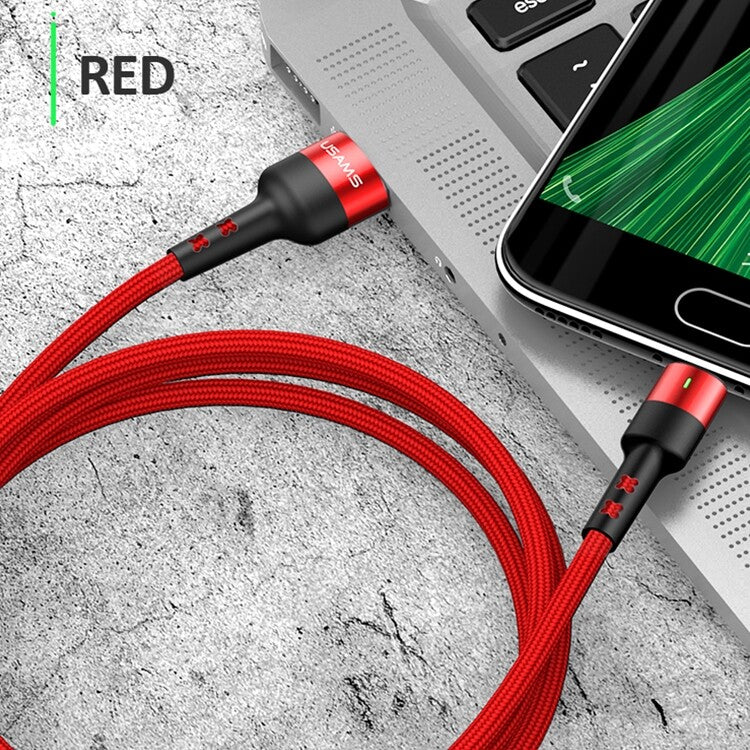 USAMS Strong Braided Micro USB Data Charger Cable Cord For Android Samsung (Red, 1m)