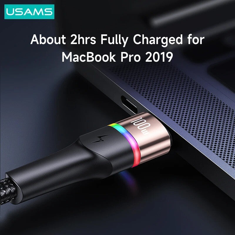 USAMS Type C to Type C PD 100W Cable Data Fast Charger Cable For Samsung iPad (Gold)