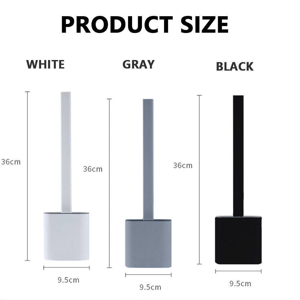 Bathroom Silicone Bristles Toilet Brush Creative Cleaning Set With Holder (Grey)