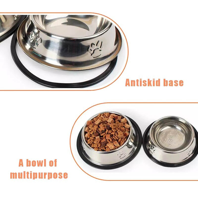 Stainless Steel Portable Pet Feeding Food Bowl Water Feeder For Cat Puppy Dog (Blue)