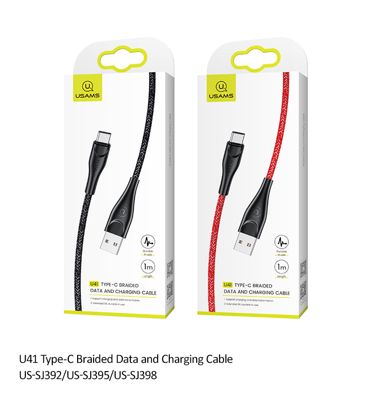 Usams US-SJ398 U41 Type-C Braided Data and Charging Cable 3m