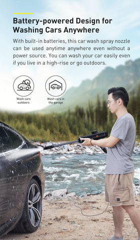 Baseus Electric Car Wash Spray Gun High Powered Portable Washer Cordless (Black)