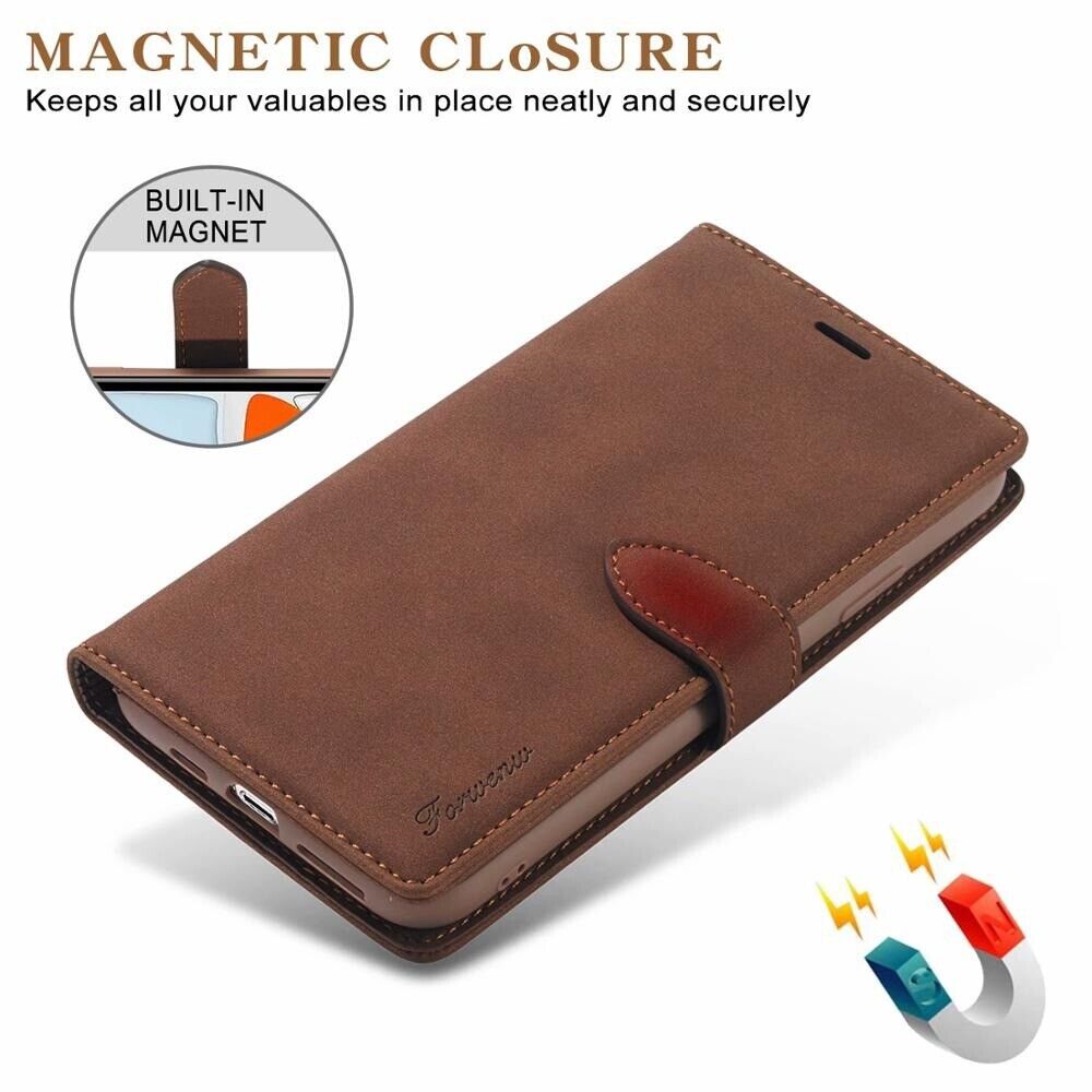 Leather Wallet Flip Case Cover Slot For iPhone 14 Plus