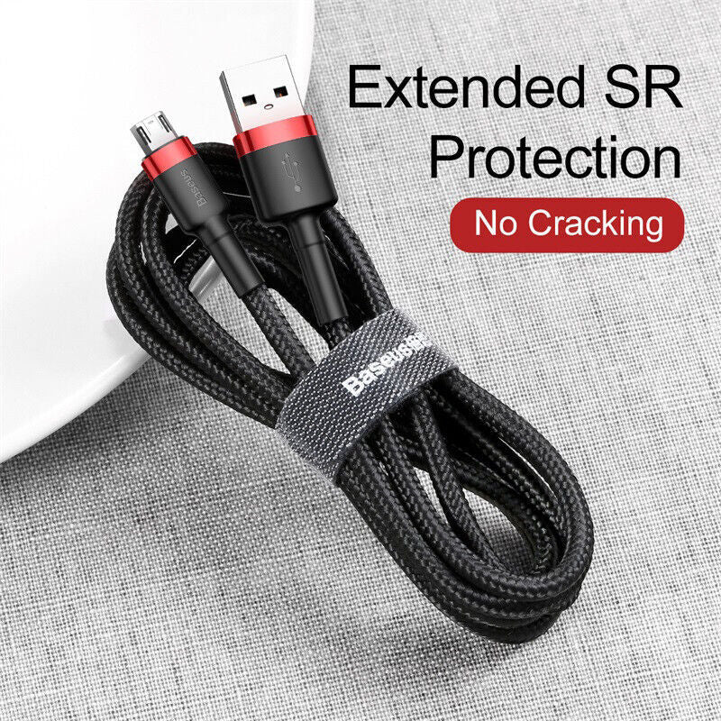 Baseus Micro USB to USB 2.0 High Speed Android Nylon Braided Charger Cable For Samsung Galaxy S7 S6 Nexus Nokia Kindle PS4 Xbox One Controller (2m, Red)