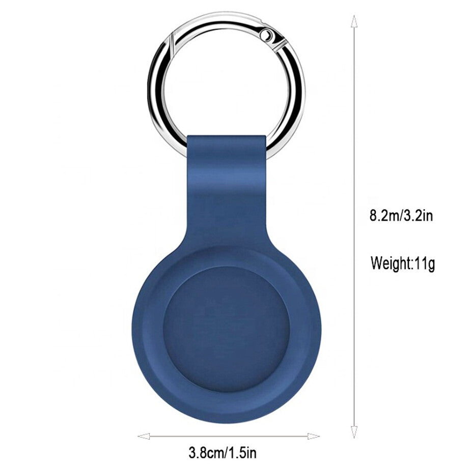 Apple AirTag Silicone Case Protective Cover Location Tracker Keychain Holder Sleeve (Black)