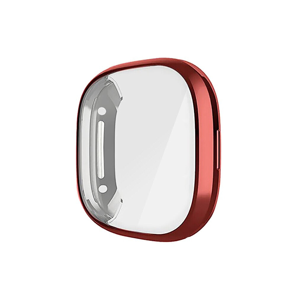 Shockproof Tempered Glass Cover TPU Case For Fitbit Versa (Blue)