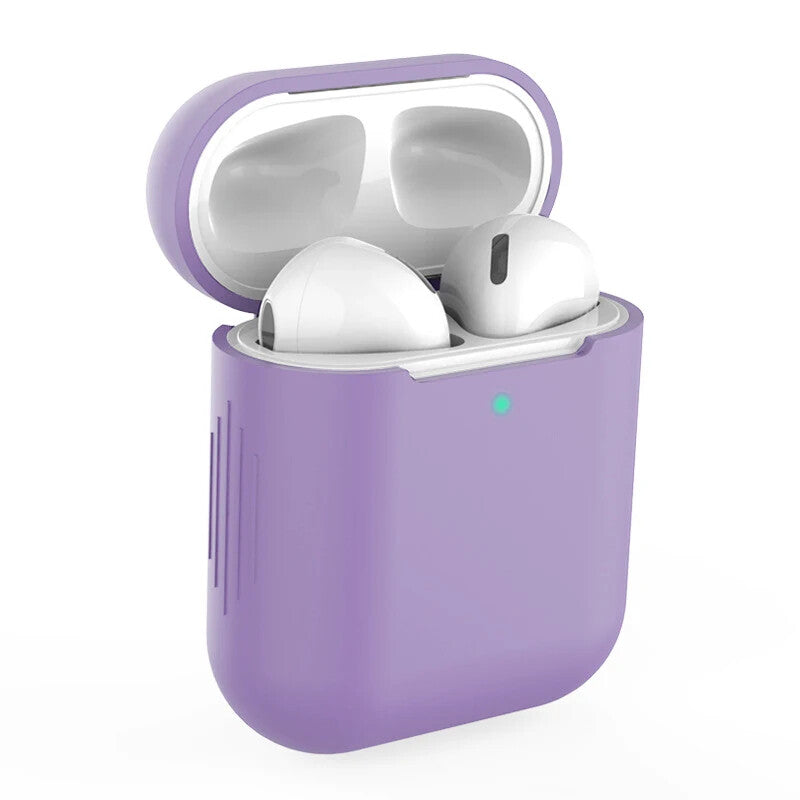 Apple Airpods Silicone Gel Case Shockproof Protective Cover Skin Case Airpods Pro (Dark Purple)