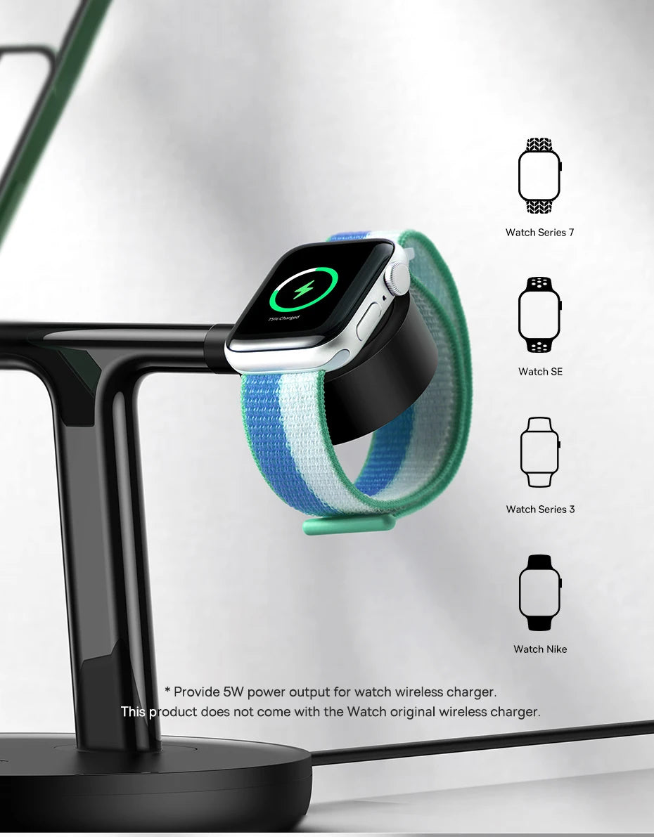 Baseus Swan 3 in 1 Magnetic Wireless Charger Stand 20W for iPhone 15/14/13 Pro Max Apple Watch 6 SE Airpods Pro 2 3 Charger Holder