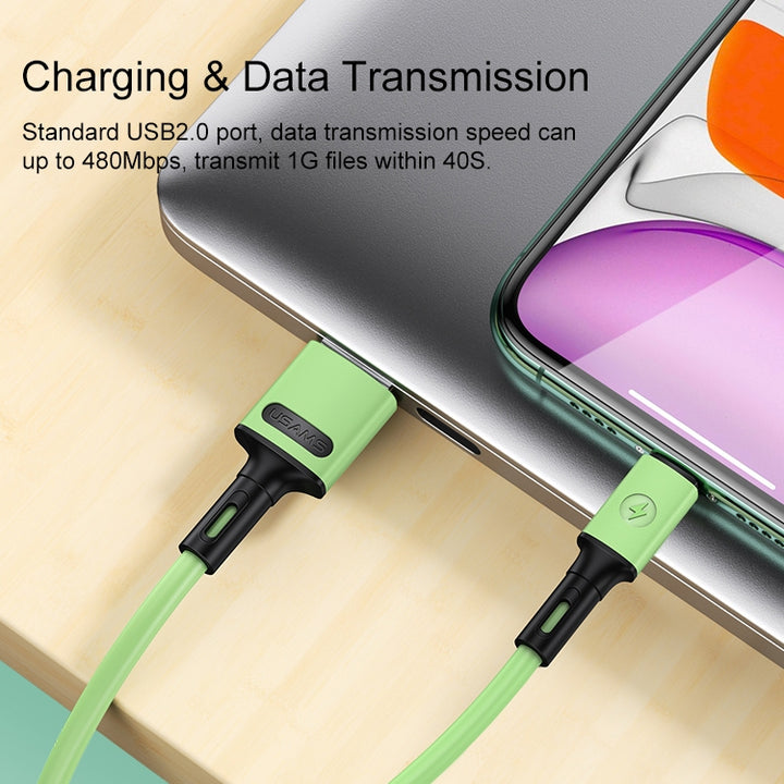 USAMS Silicone USB To Lightning Fast Charging Cable Data Cord For Apple iPhone 14 13 12 11 XS Pro Max iPad (1m, Yellow)