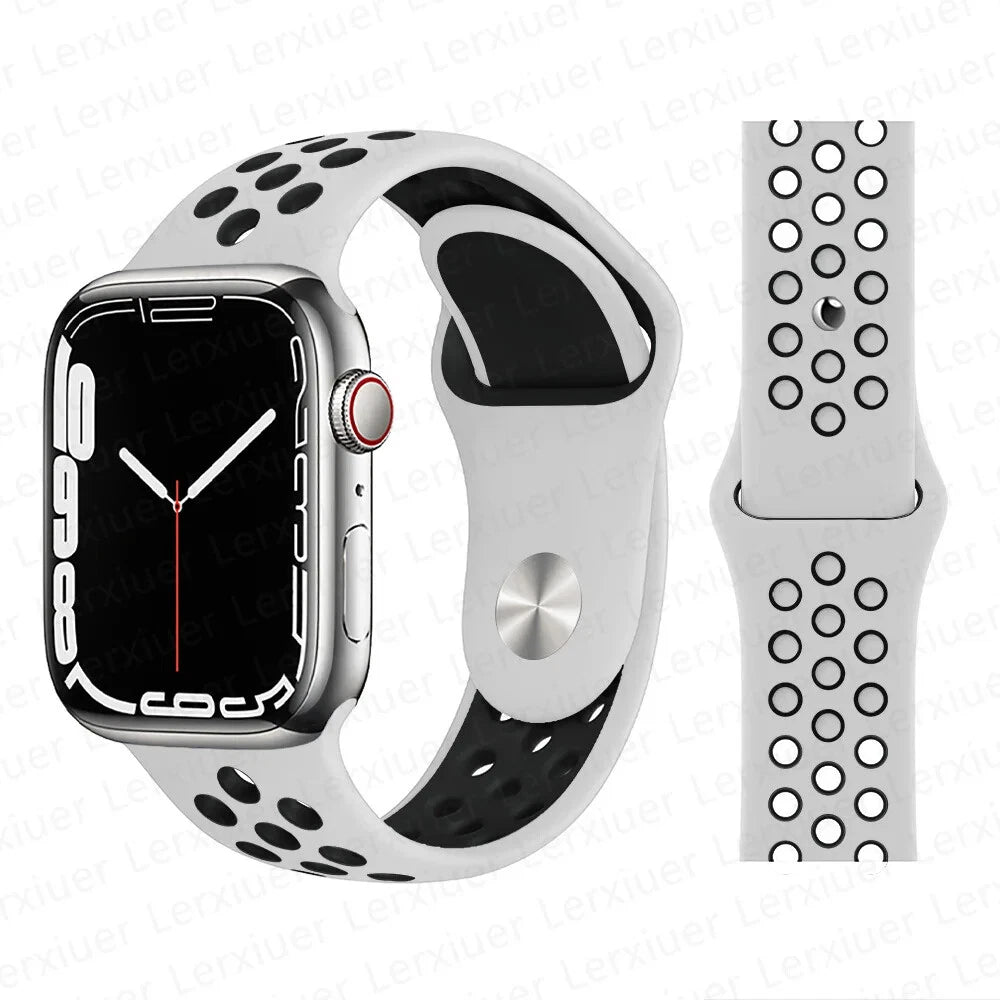 For Apple Watch iWatch Smooth Silicone Band Strap Series 9 8 7 6 5 4 3 2 1 38/40/41mm