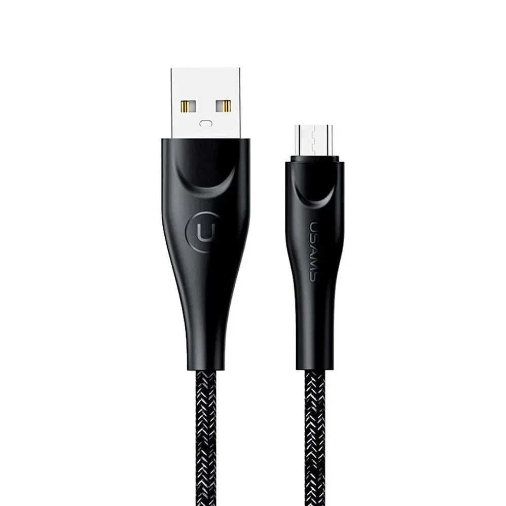 USAMS Smart Braided Micro USB Charger Charging Cable Data Cord Android Samsung (Black, 1m)