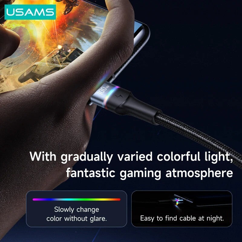 USAMS Type C to Type C PD 100W Cable Data Fast Charger Cable For Samsung iPad (Gold)
