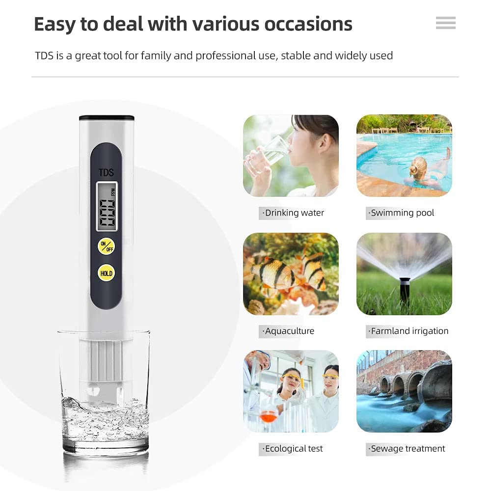 TDS Meter 0-999 ppm, Water Hardness Test Kit, Water Meter, Hard Water Test Kit, Water Quality Tester for Drinking Water, Aquarium