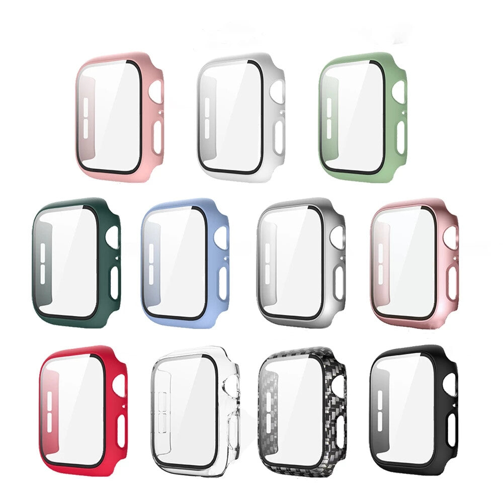 Apple Watch Series 9 8 7 6 5 4 3 Bumper Case Full Coverage Tempered Glass (44mm)