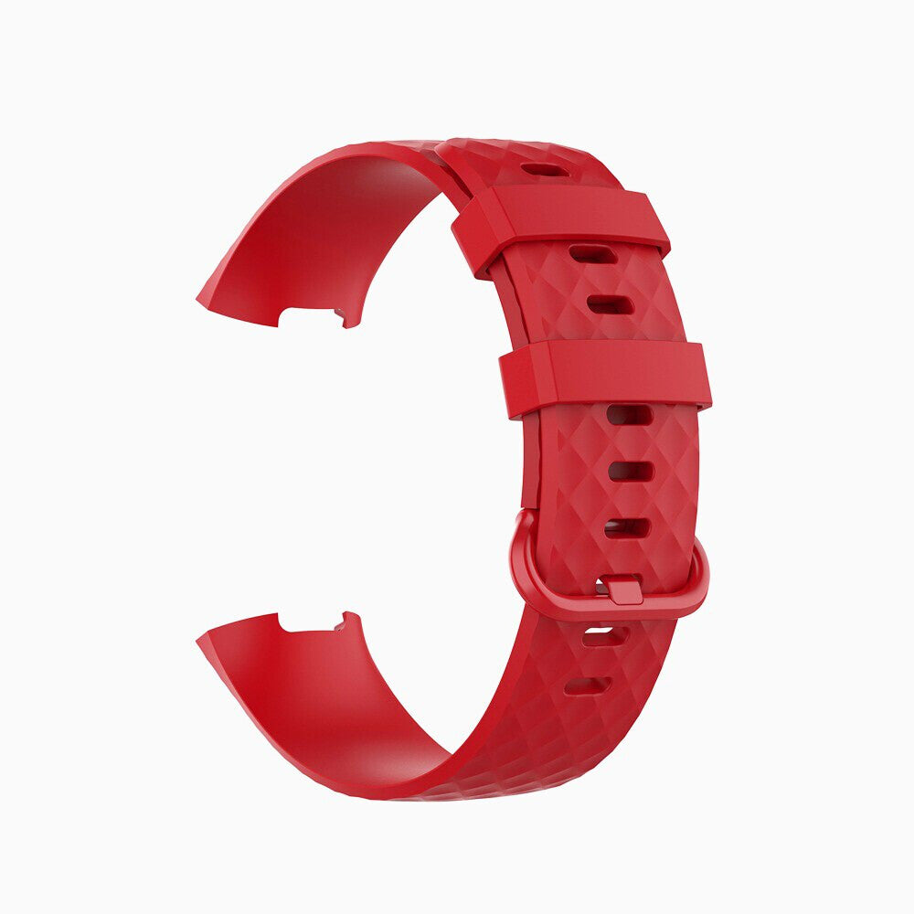 Soft Silicone Replacement Sport Strap Wristbands Band For Fitbit Charge 3 / 4 (Large, Red)