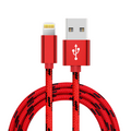 USB To Lightning Charging Cable Braided Nylon Data Cord For iPhone iPad Airpods (Red)