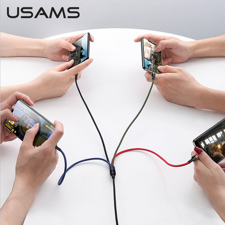 USAMS 4 in 1 Fast USB Charging Cable Multi Phone Charger Cord Type C Micro USB iPhone (1.2m)