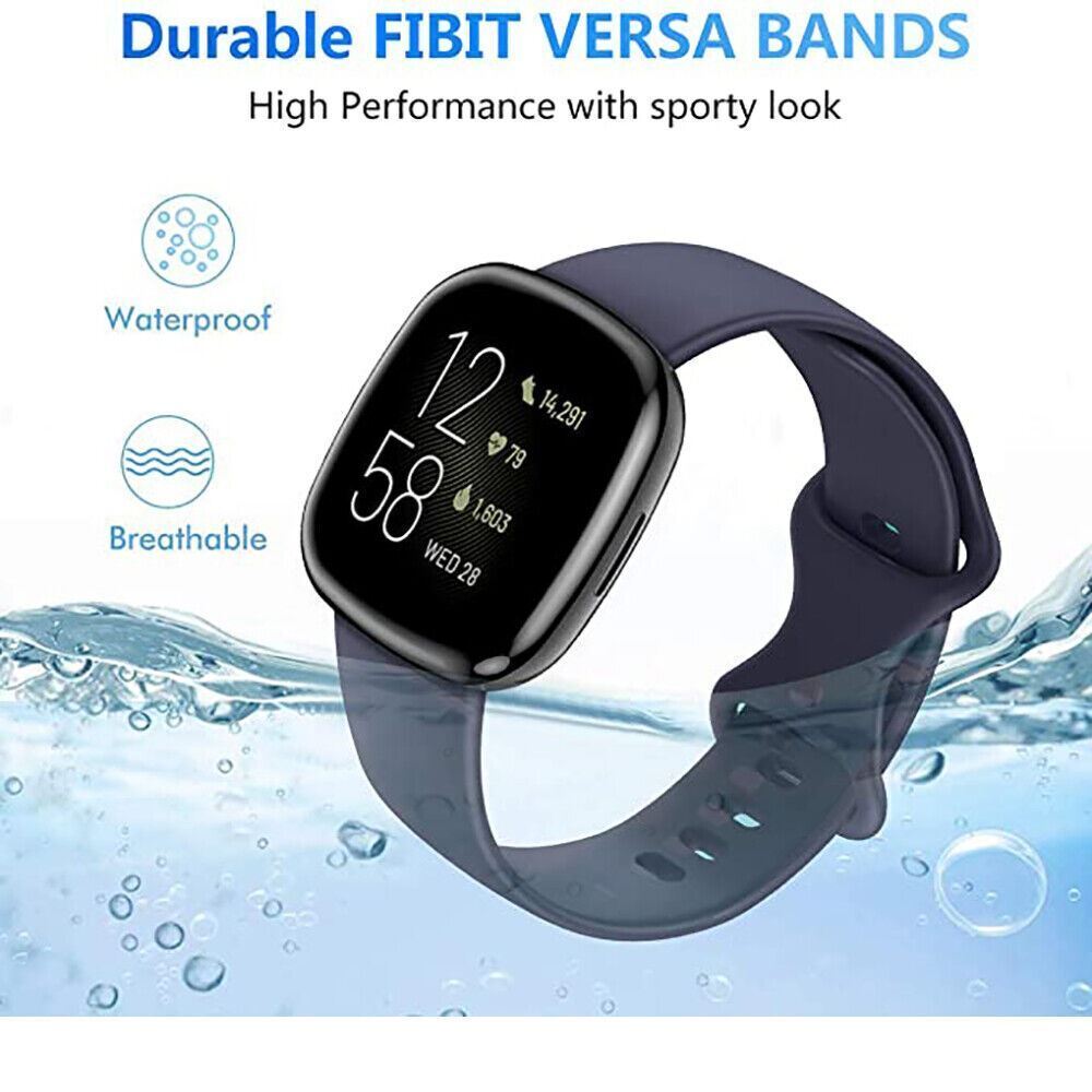 Silicone Replacement Strap Band For Fitbit Versa 3 (Blue Grey)