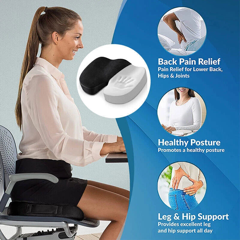 Orthopedic Memory Foam Seat Cushion Lumbar Back Pillow Pain Relief Car (Pink)
