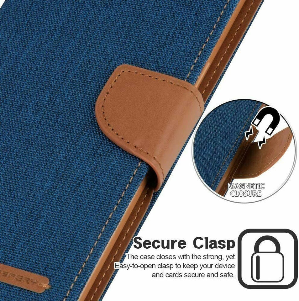 iPhone 11 Pro Denim Wallet Case Cover Card Holder Black