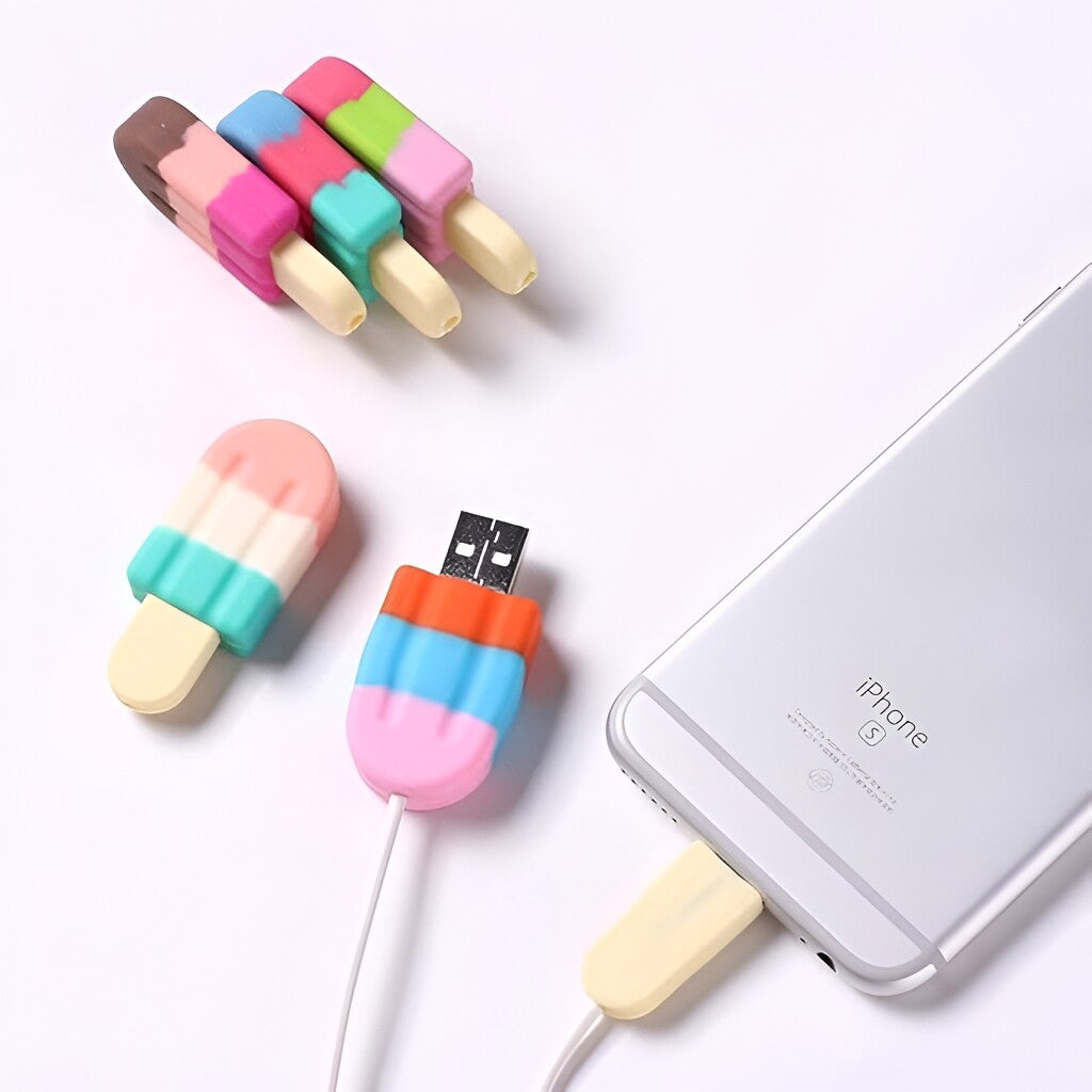 Ice Cream Cable Protector Cute Silicone Cover For USB Charging Cable