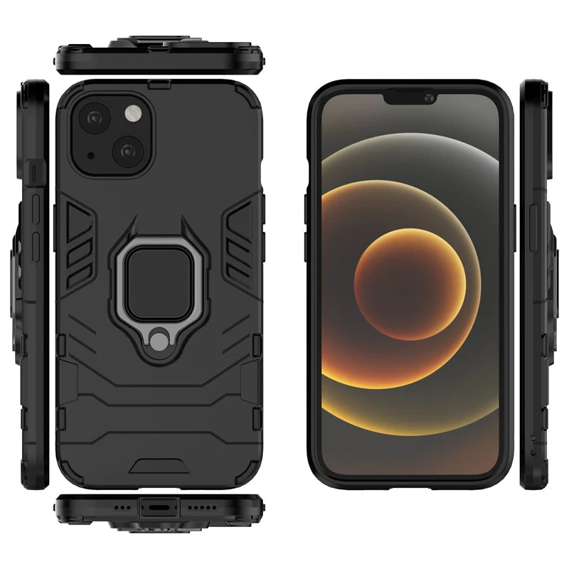 Shockproof 360 Ring Case Stand For iPhone (Red)