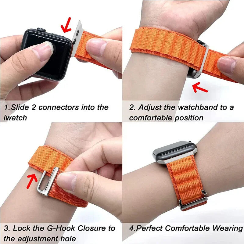 Apple Watch Alpine Loop Strap Sport Watch Band Ultra 1 2 SE Series 9/8/7/6/5/4/3/2/1 Strap 49mm 45mm 44mm 42mm (White)