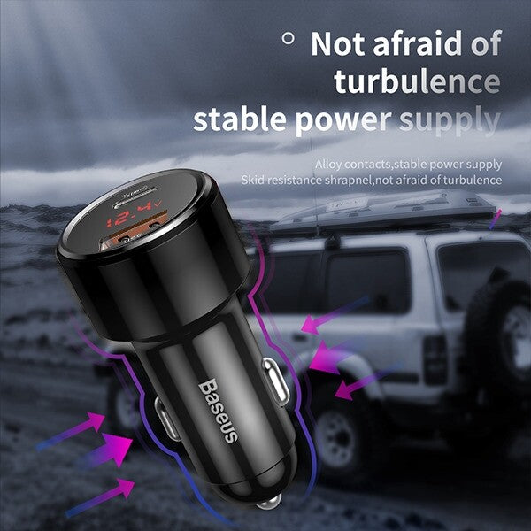 Baseus 45W Magic Series Car Charger USB & Type C Dual Charging Port (Black)