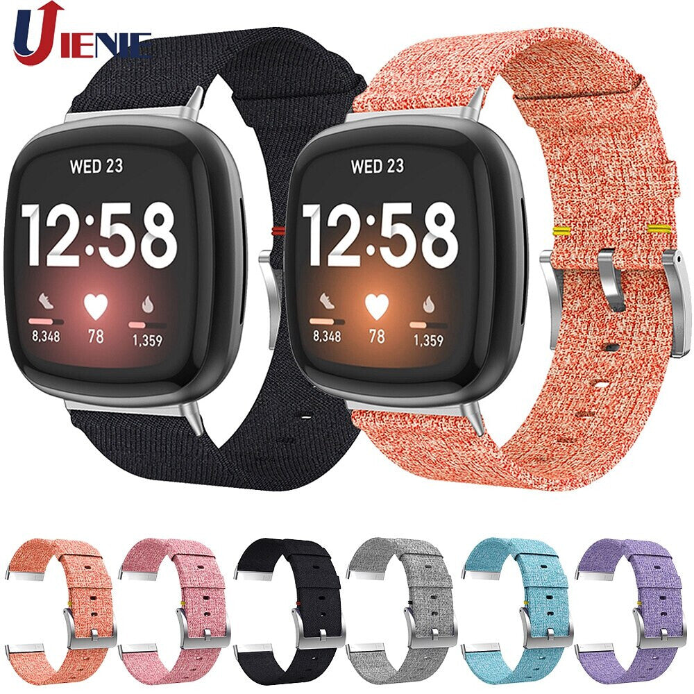 Fabric Replacement Strap Nylon Band Breathable Adjustable Wristband For Fitbit Versa 3 (Small, Colourful)