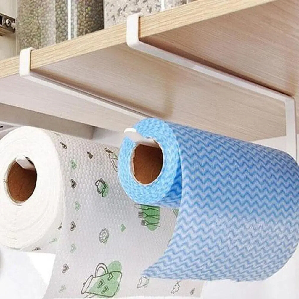 Paper Towel Holder Rack Hanger Kitchen Shelf Organizer Under Cabinet Cup Roll