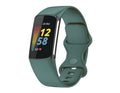 Soft Silicone Replacement Sport Strap Wristbands Band For Fitbit Charge 5 / 6 (Dark Green, Large)