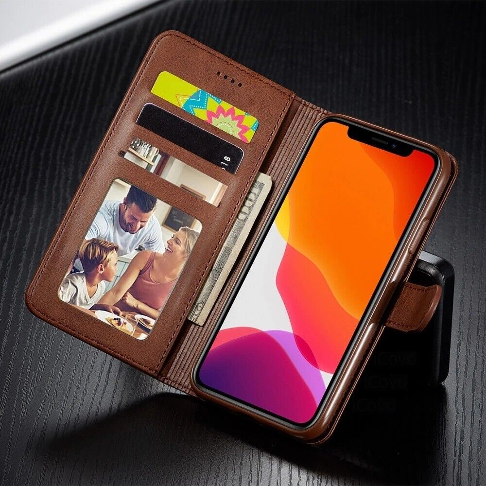 Leather Wallet Flip Case Card Holder Cover Stand For iPhone XS