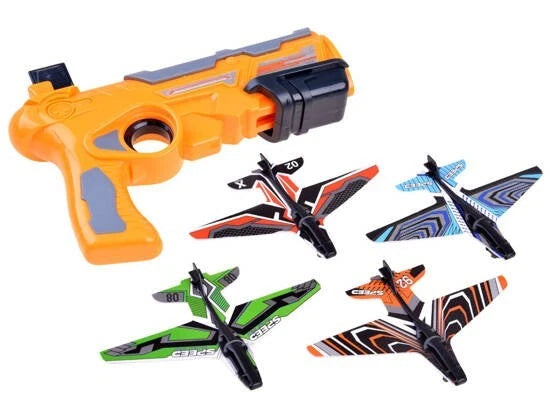 Airplane Launcher Toy Catapult Aircraft Plane Gun Outside Water Gun Toys (Orange)