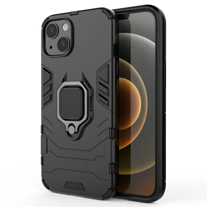Shockproof 360 Ring Case Stand For iPhone (Black)