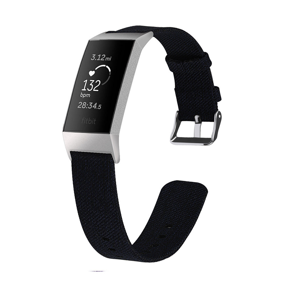 Fabric Replacement Strap Nylon Band Breathable Adjustable Wristband For Fitbit Charge 3 / 4 (Small, Blue)