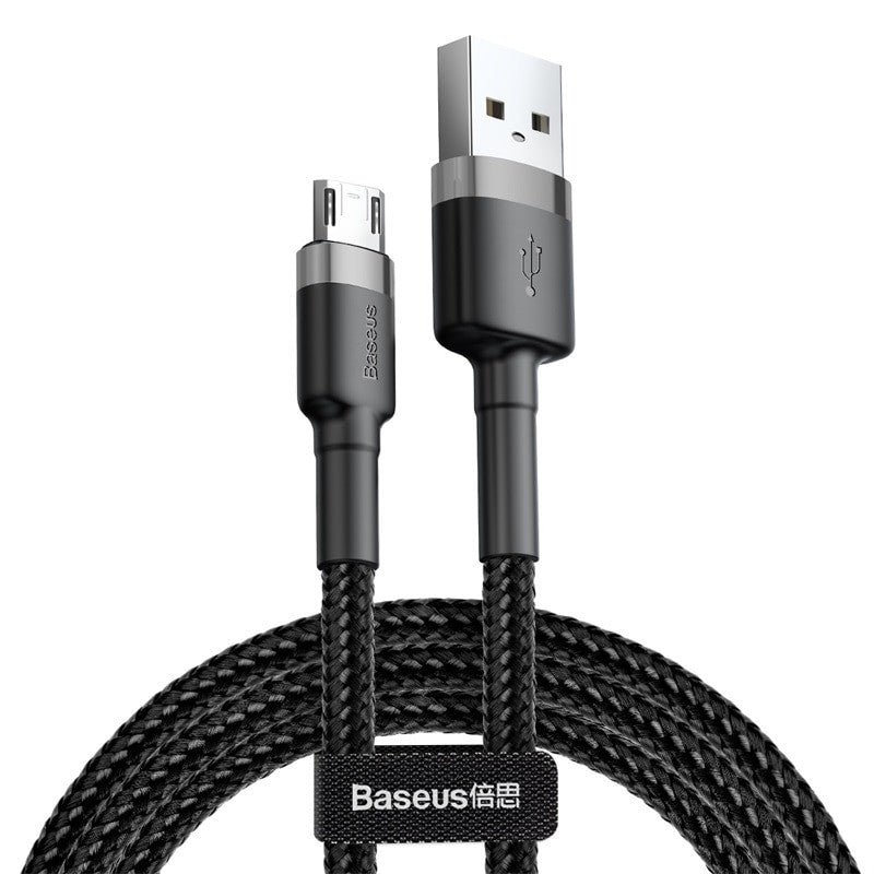 Baseus Micro USB to USB 2.0 High Speed Android Nylon Braided Charger Cable For Samsung Galaxy S7 S6 Nexus Nokia Kindle PS4 Xbox One Controller (0.5m, Black/Grey)