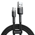 Baseus Micro USB to USB 2.0 High Speed Android Nylon Braided Charger Cable For Samsung Galaxy S7 S6 Nexus Nokia Kindle PS4 Xbox One Controller (0.5m, Black/Grey)