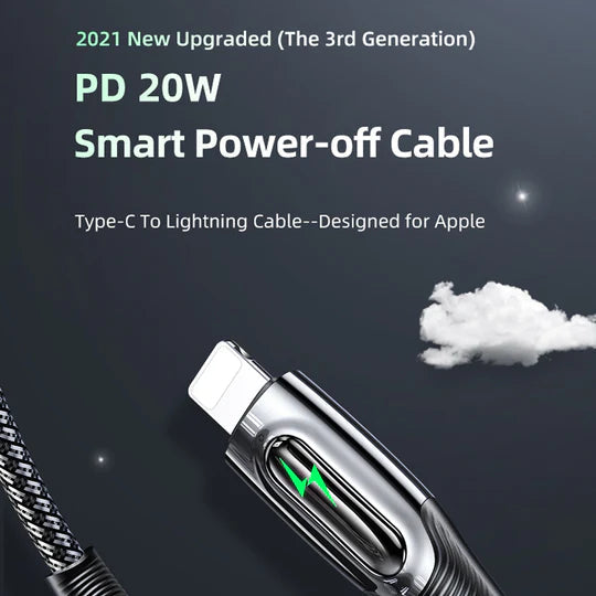 USAMS Type-C To Lightning PD 20W Fast Charging Charger Cable Data Cord For iPhone iPad Airpods (1m, Black)