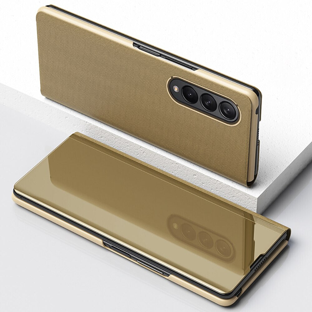 Mirror Shockproof Flip Case Cover Shockproof Anti-Scratch Clear View Electroplate Kickstand Anti-Scratch For Samsung S21