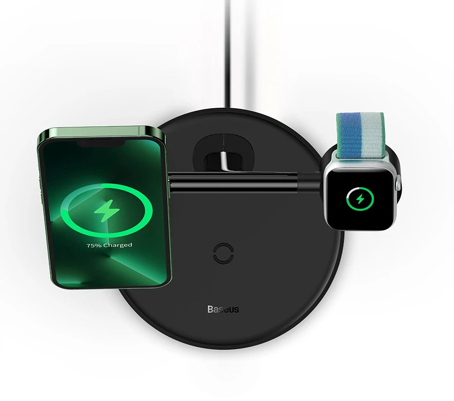 Baseus Swan 3 in 1 Magnetic Wireless Charger Stand 20W for iPhone 15/14/13 Pro Max Apple Watch 6 SE Airpods Pro 2 3 Charger Holder