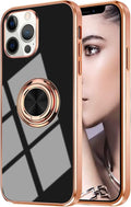 iPhone 14 Max Marble Case With Golden Circle Magnetic Ring Mint green