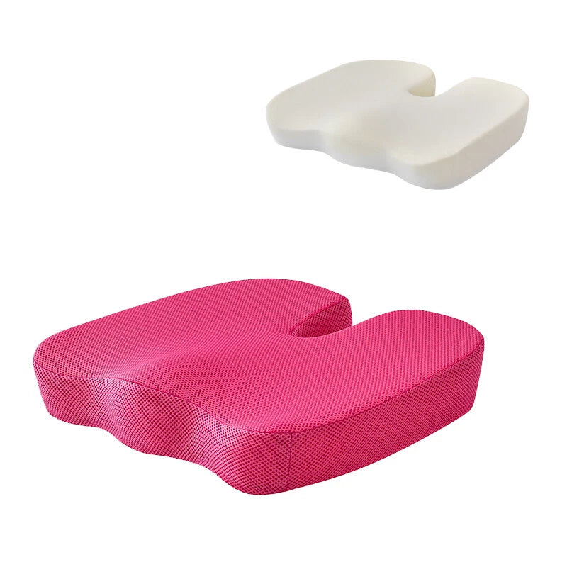 Orthopedic Memory Foam Seat Cushion Lumbar Back Pillow Pain Relief Car (Pink)